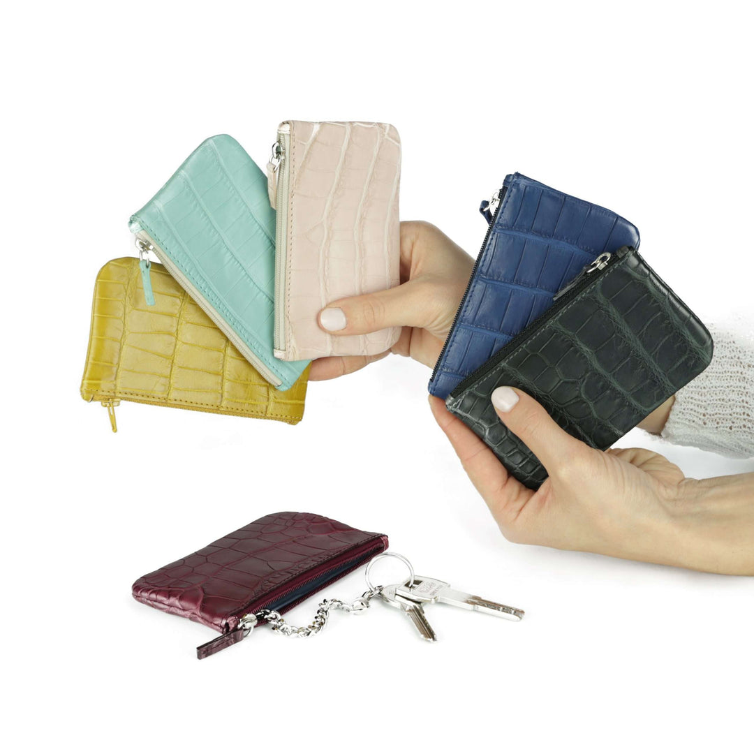 Alligator Leather Keychain Zip Around Purse