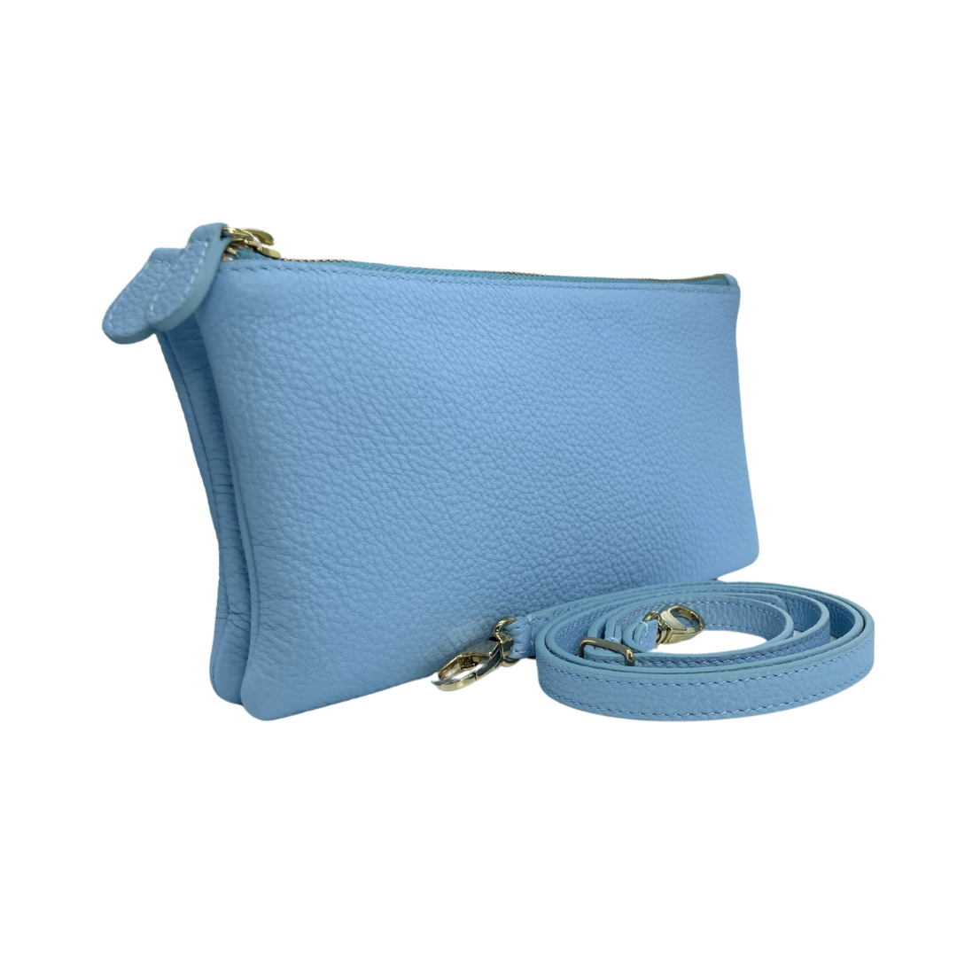 Genuine Leather Shoulder Bag with Double Compartment and Zip Closure