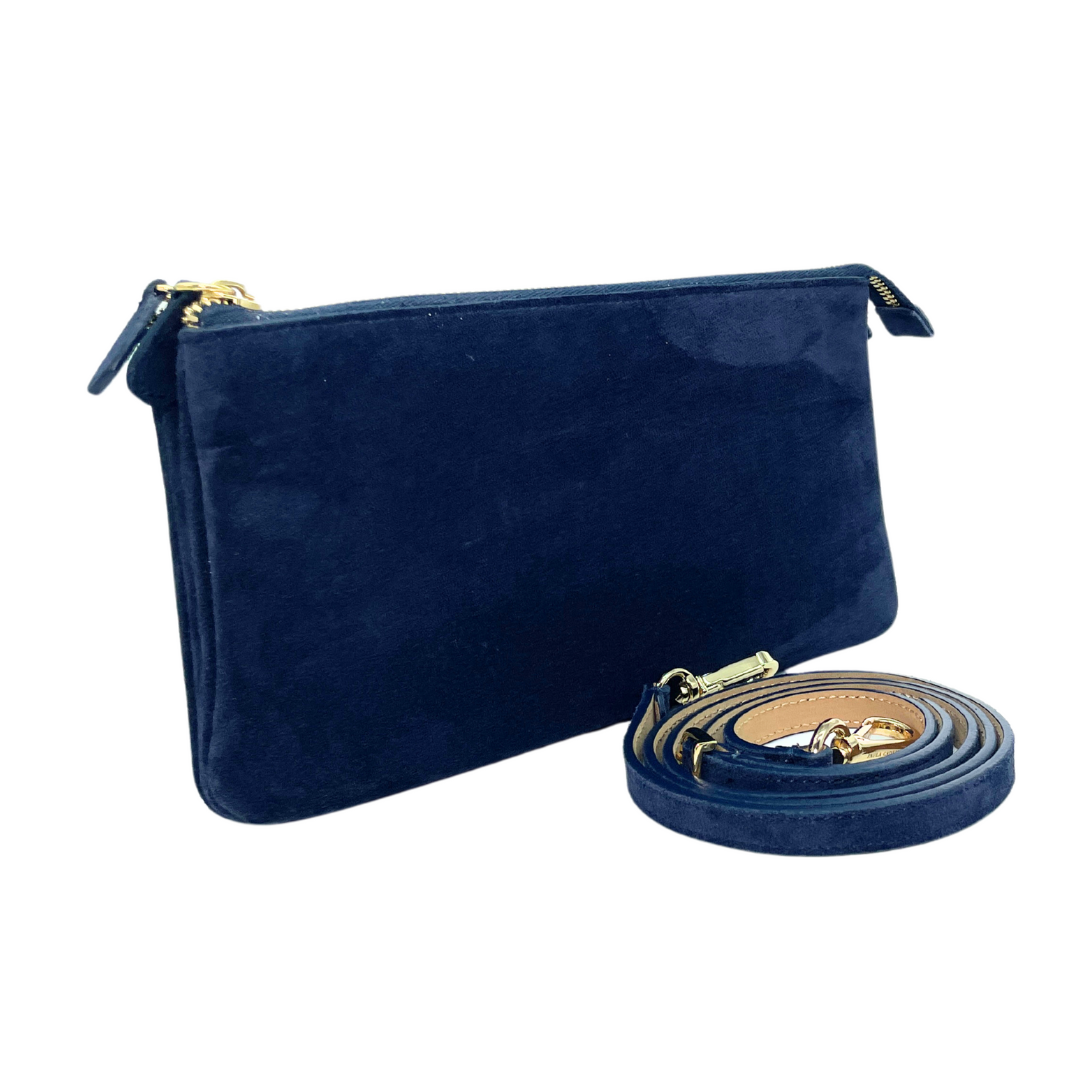 Genuine Leather Shoulder Bag with Double Compartment and Zip Closure