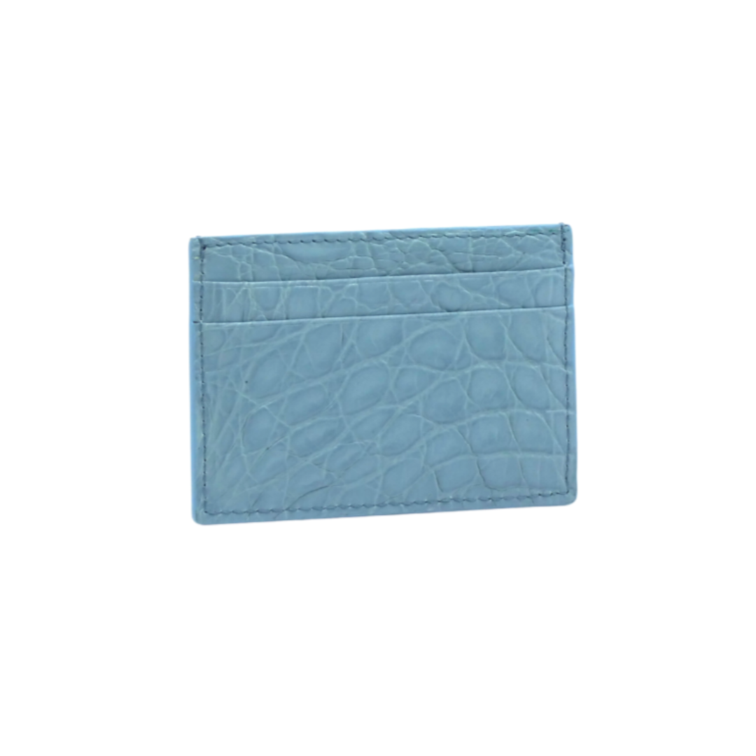 Small Crocodile Leather Credit Card Holder - Square