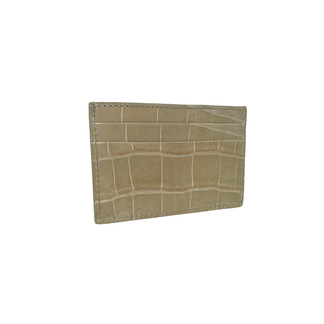 Small Crocodile Leather Credit Card Holder - Square