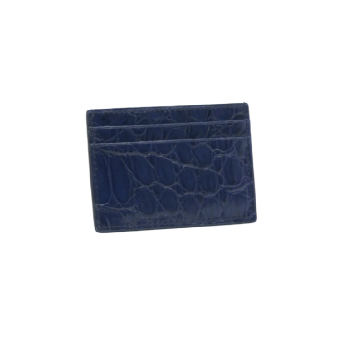 Small Crocodile Leather Credit Card Holder - Square