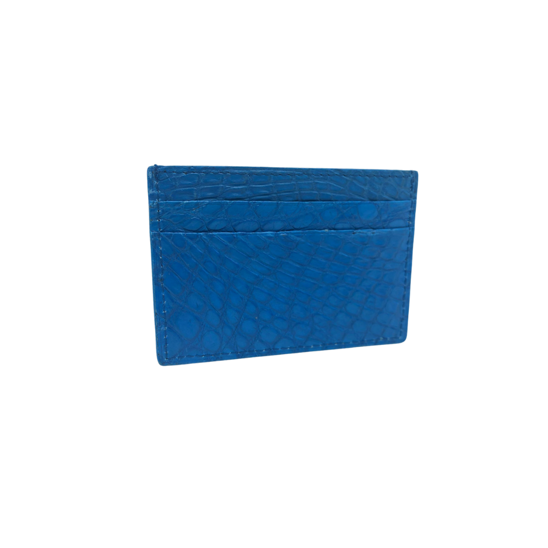 Small Crocodile Leather Credit Card Holder - Square