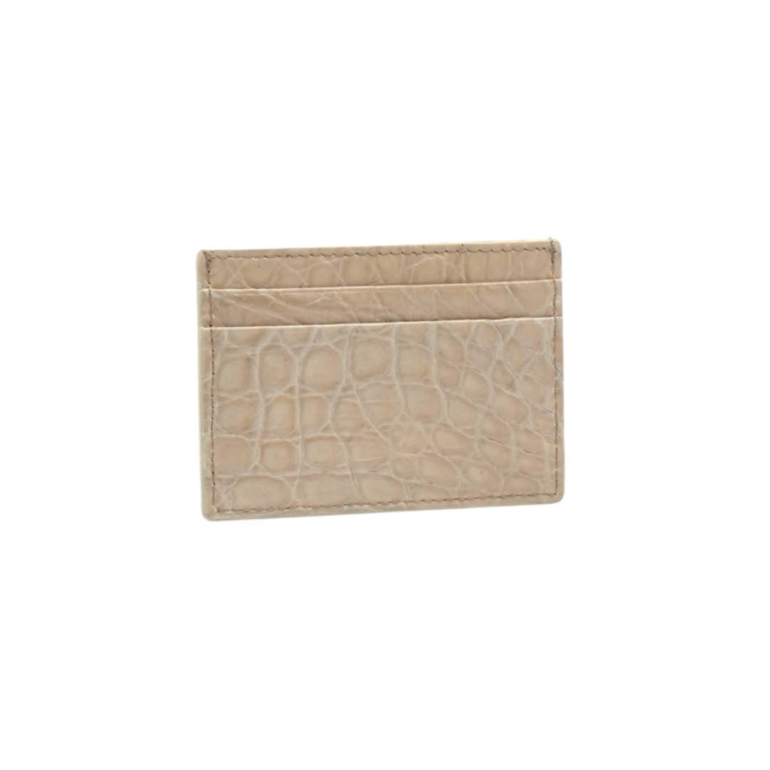 Small Crocodile Leather Credit Card Holder - Square