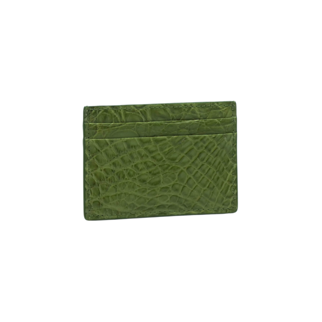Small Crocodile Leather Credit Card Holder - Square