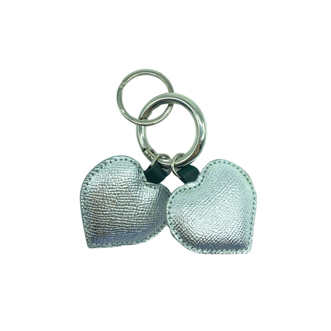 Two Hearts Keychain in Calfskin