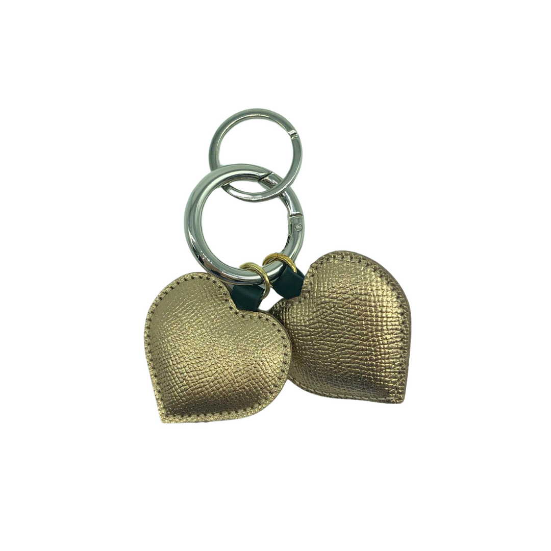 Two Hearts Keychain in Calfskin