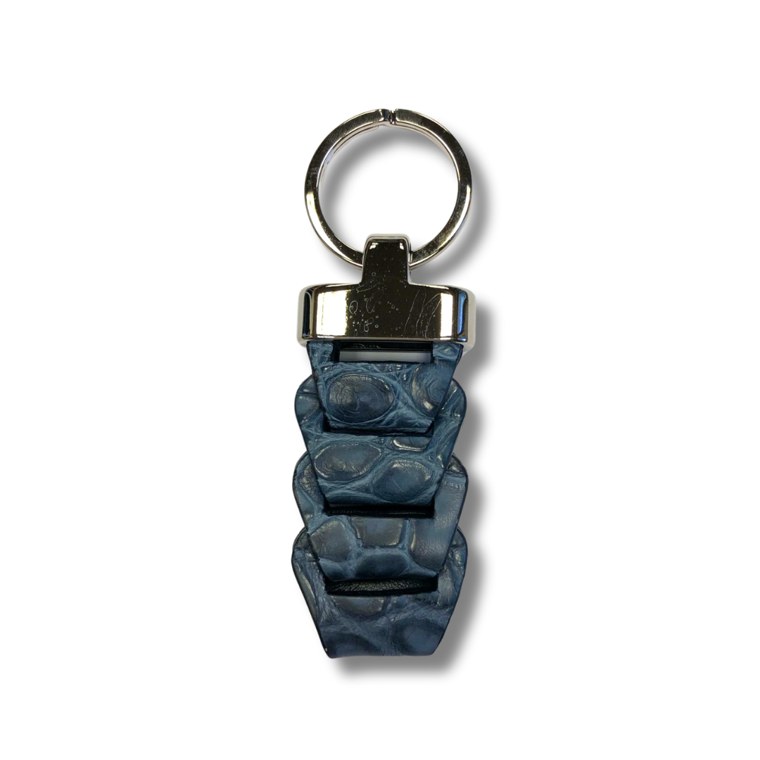 Braided Crocodile Leather Keychain
