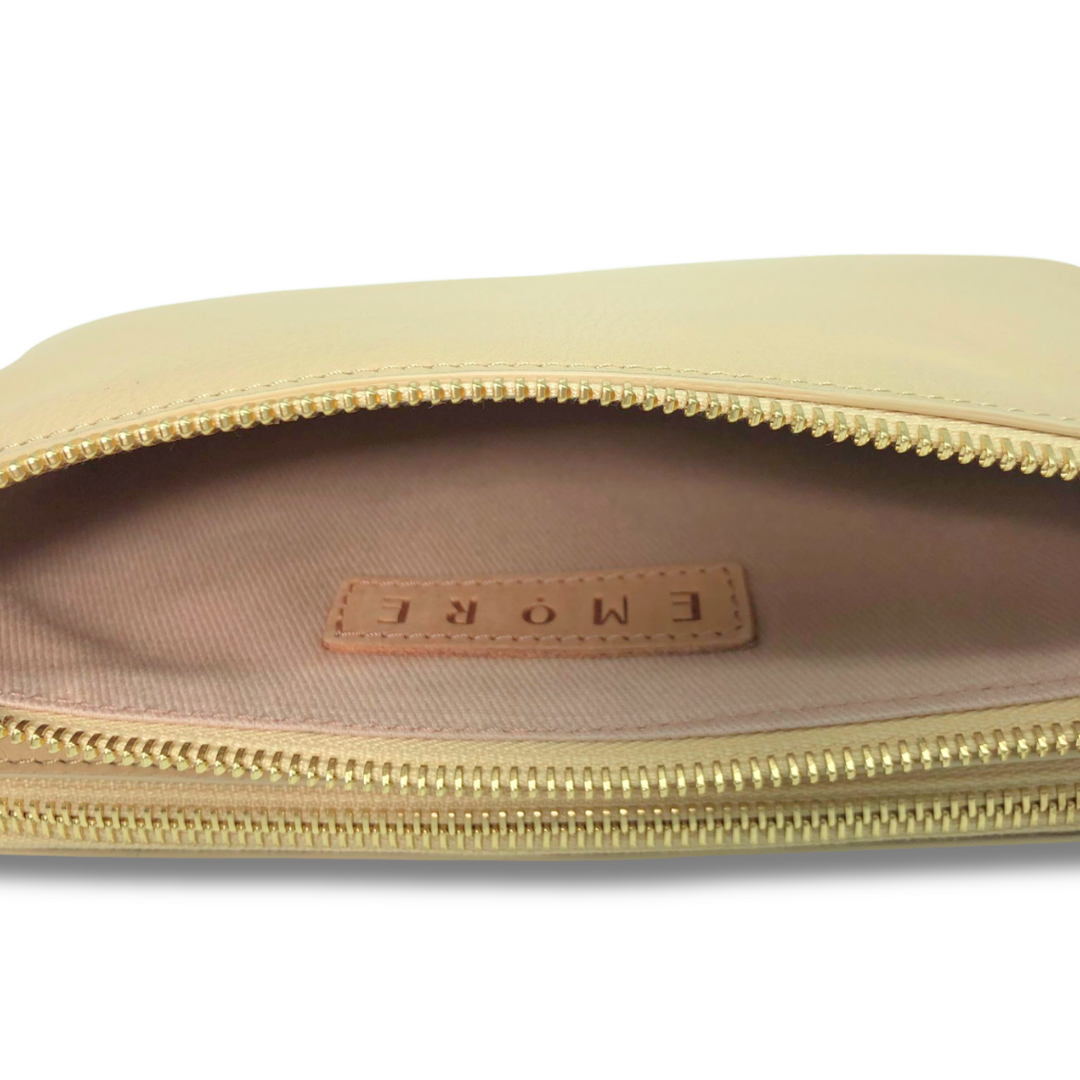Genuine Leather Shoulder Bag with Double Compartment and Zip Closure