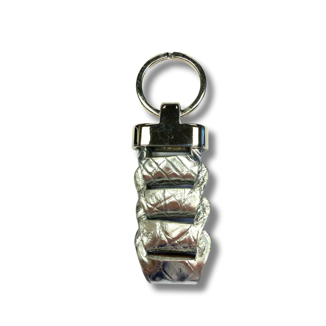 Braided Crocodile Leather Keychain