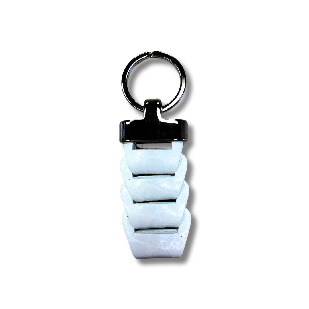 Braided Crocodile Leather Keychain