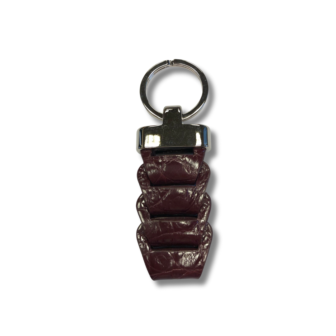 Braided Crocodile Leather Keychain