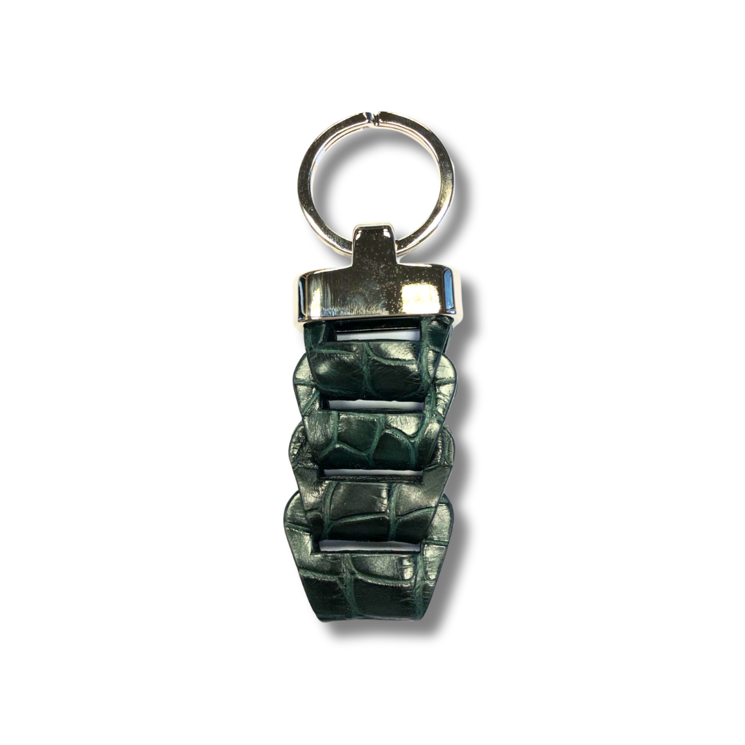 Braided Crocodile Leather Keychain