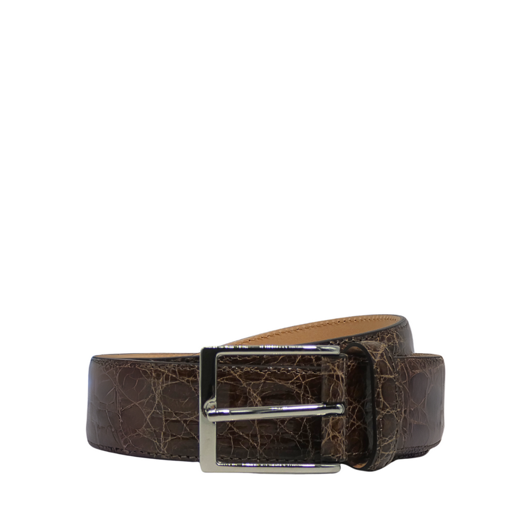 35mm Shiny Crocodile Leather Belt