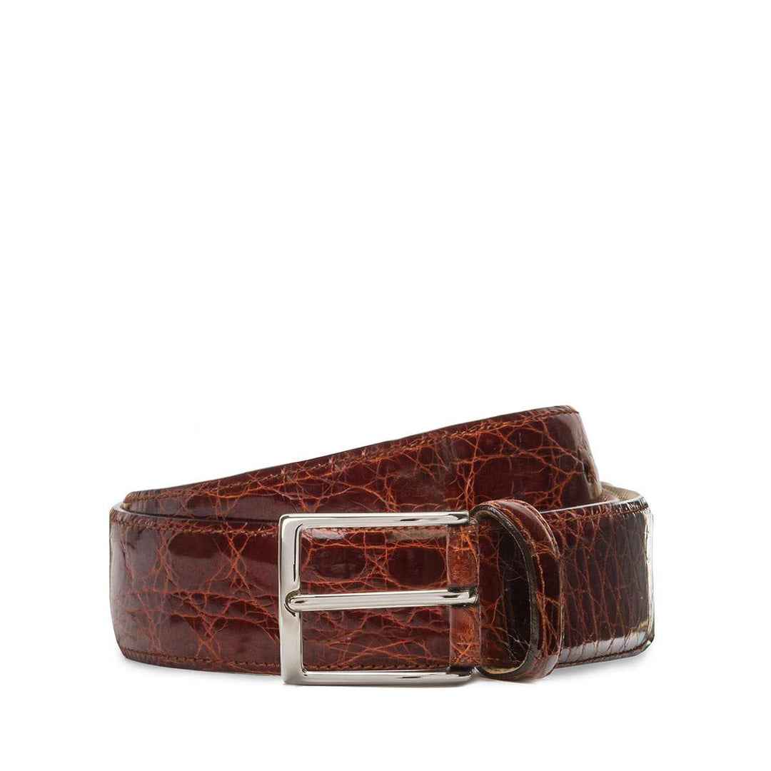 35mm Shiny Crocodile Leather Belt