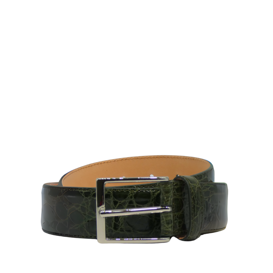 35mm Shiny Crocodile Leather Belt