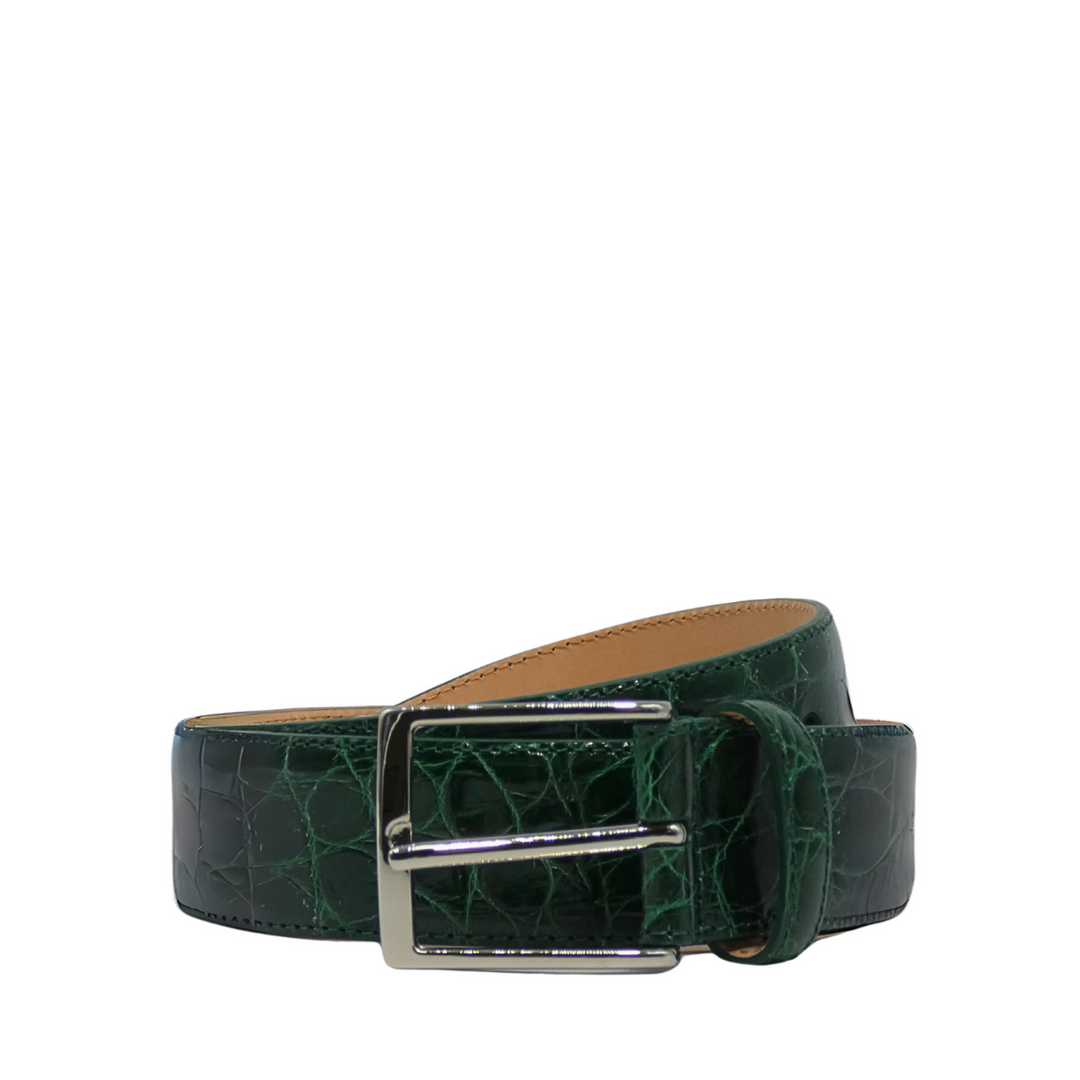 35mm Shiny Crocodile Leather Belt