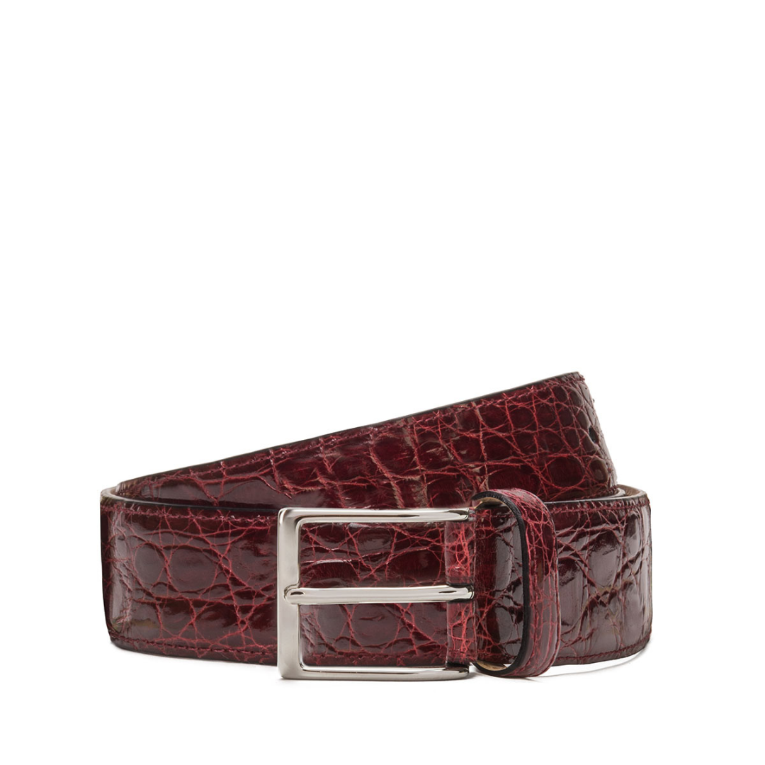 35mm Shiny Crocodile Leather Belt
