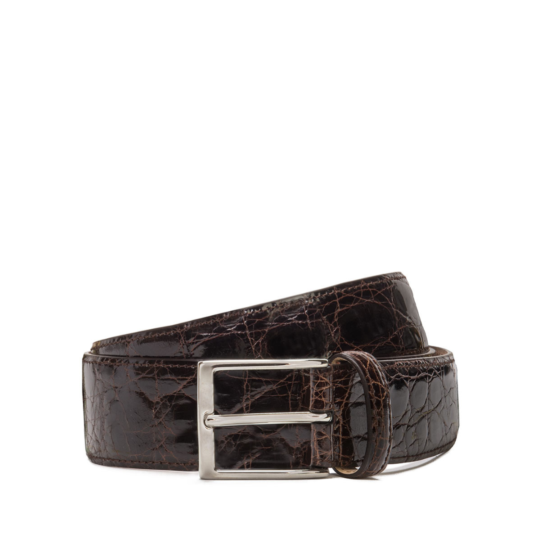 35mm Shiny Crocodile Leather Belt