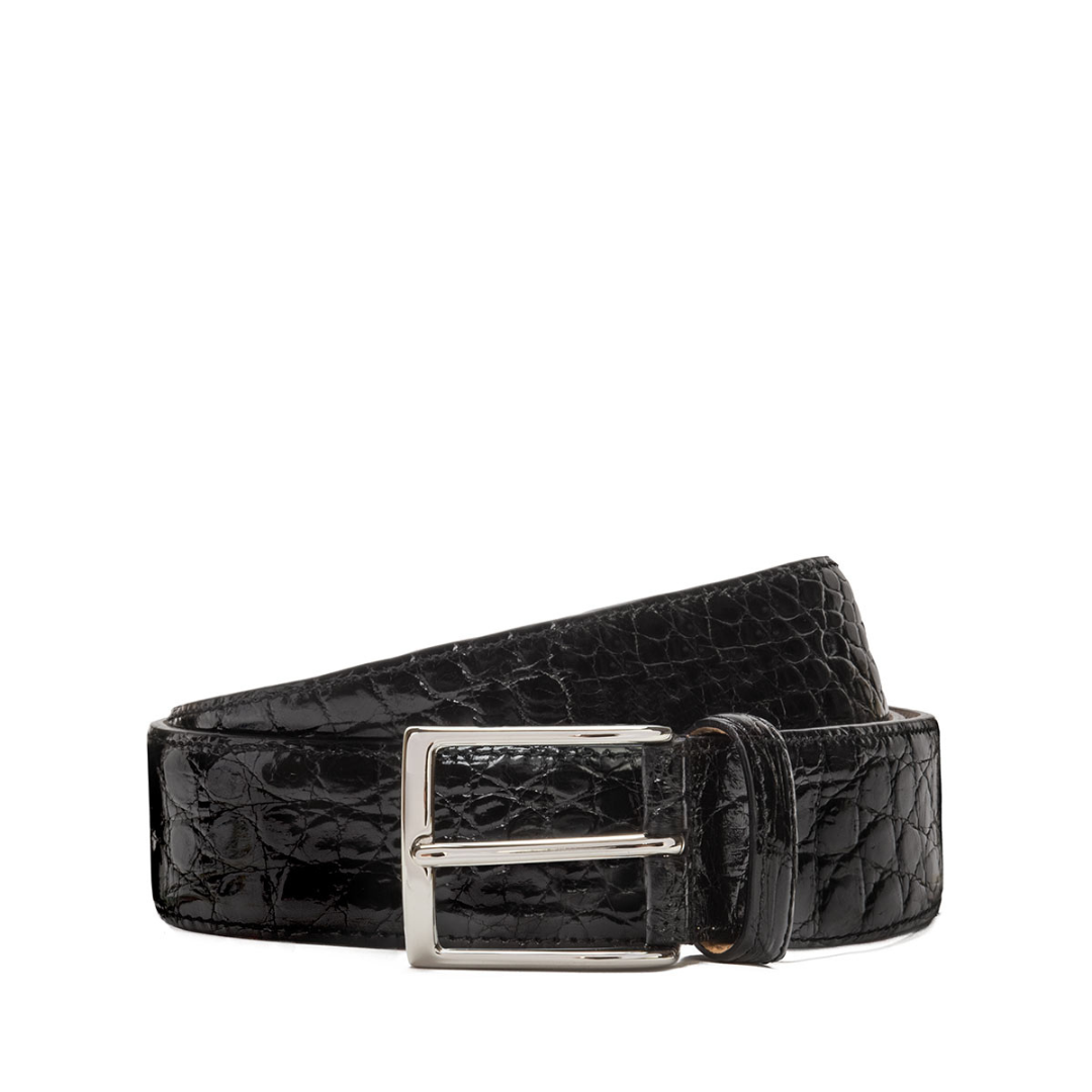35mm Shiny Crocodile Leather Belt