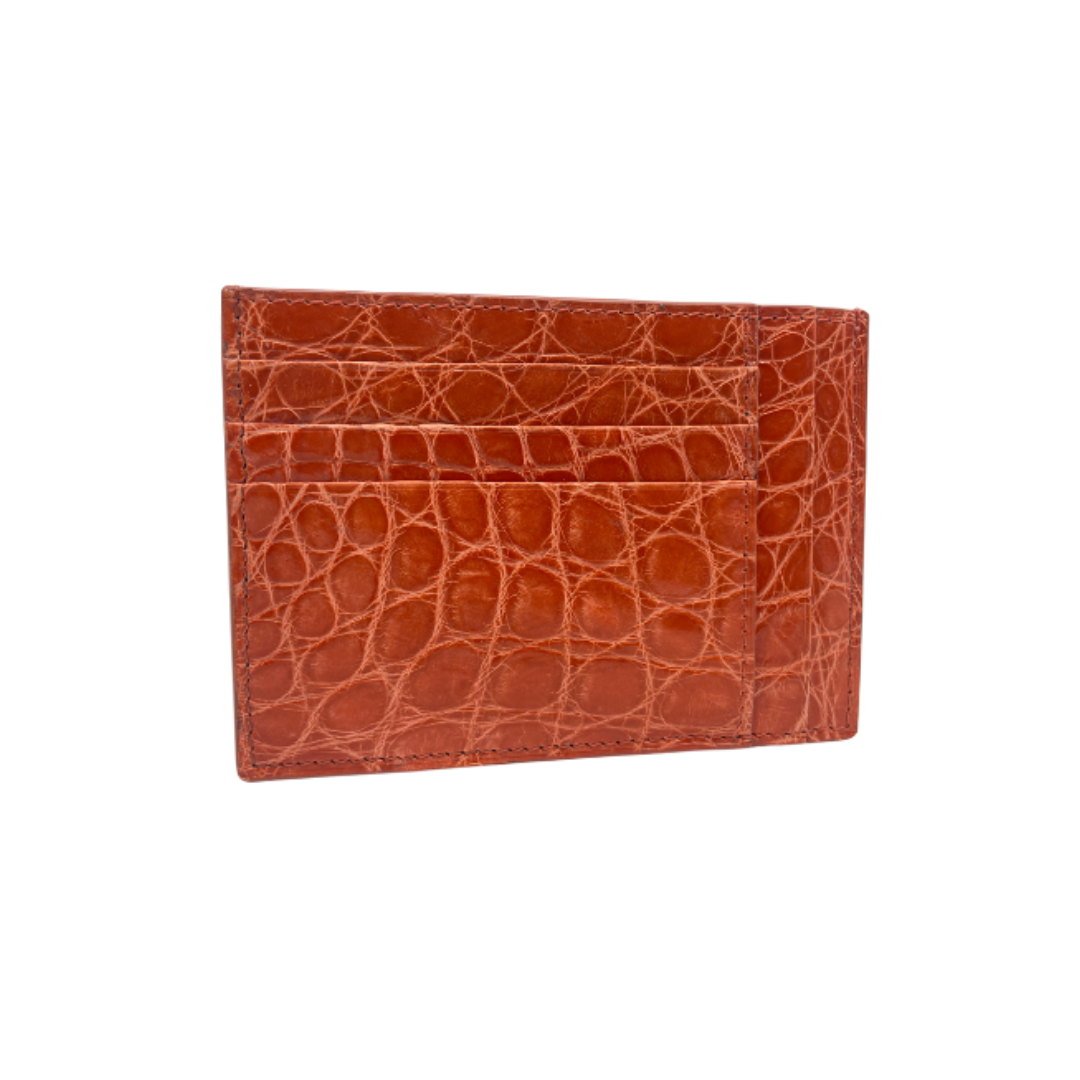 Crocodile Leather Credit Card Holder - Square