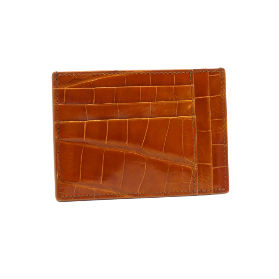 Crocodile Leather Credit Card Holder - Square