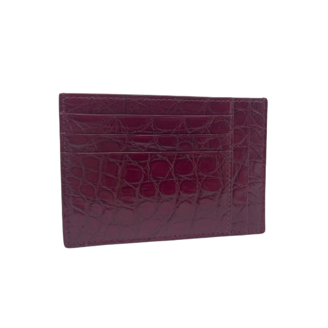 Crocodile Leather Credit Card Holder - Square