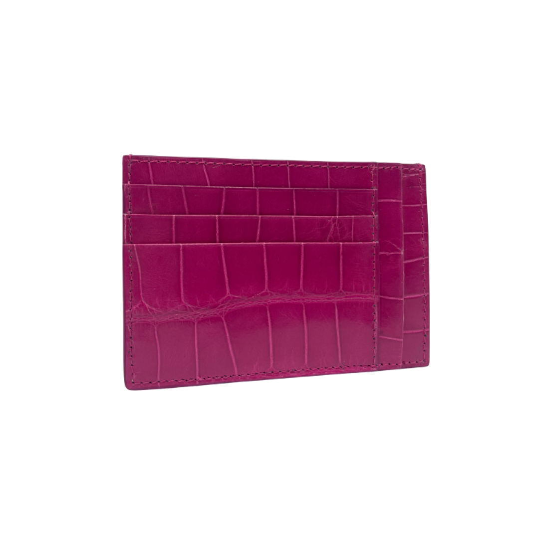 Crocodile Leather Credit Card Holder - Square