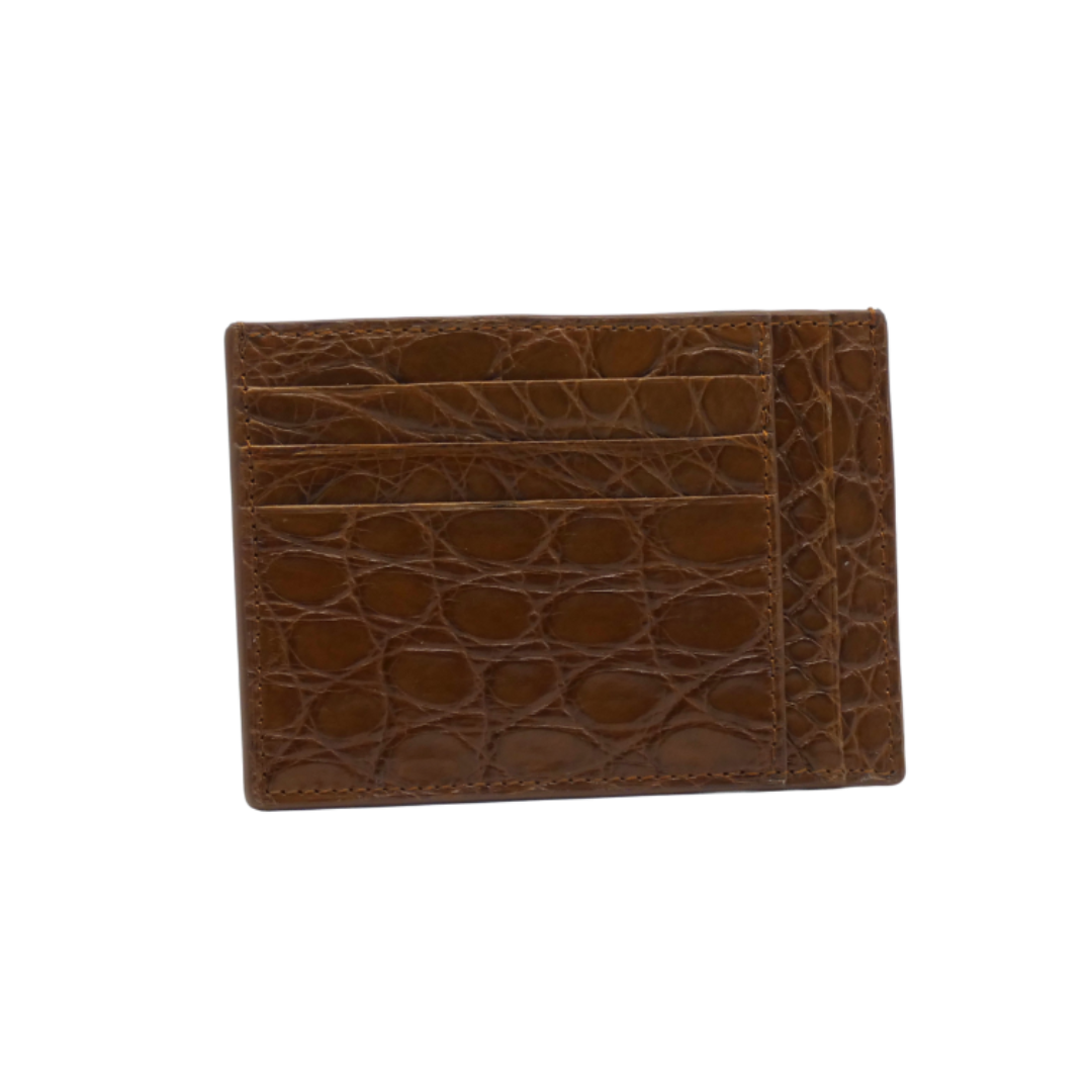 Crocodile Leather Credit Card Holder - Square