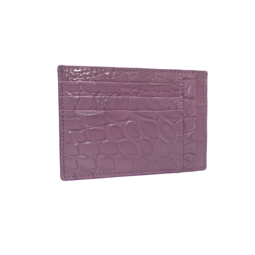 Crocodile Leather Credit Card Holder - Square