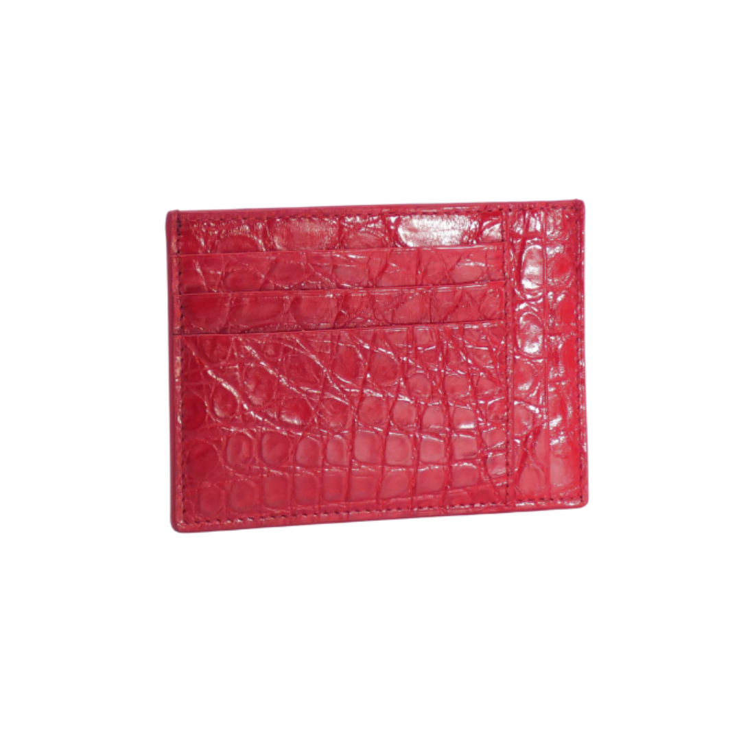 Crocodile Leather Credit Card Holder - Square