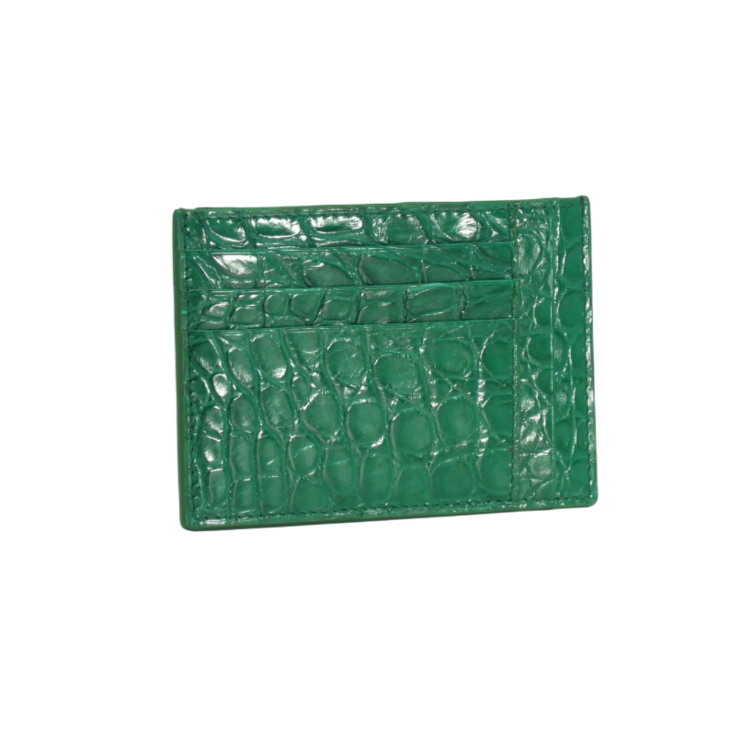 Crocodile Leather Credit Card Holder - Square