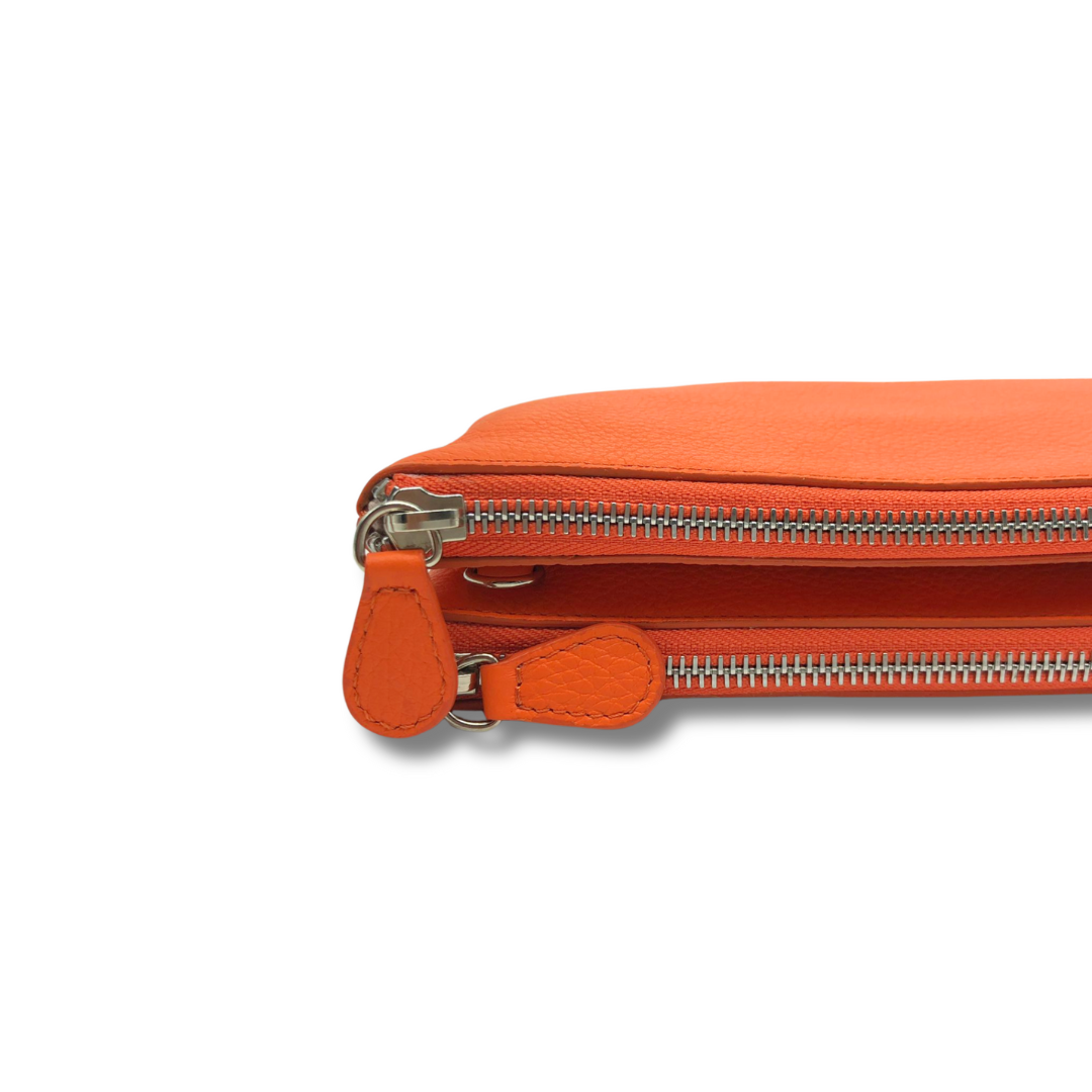 Genuine Leather Shoulder Bag with Double Compartment and Zip Closure