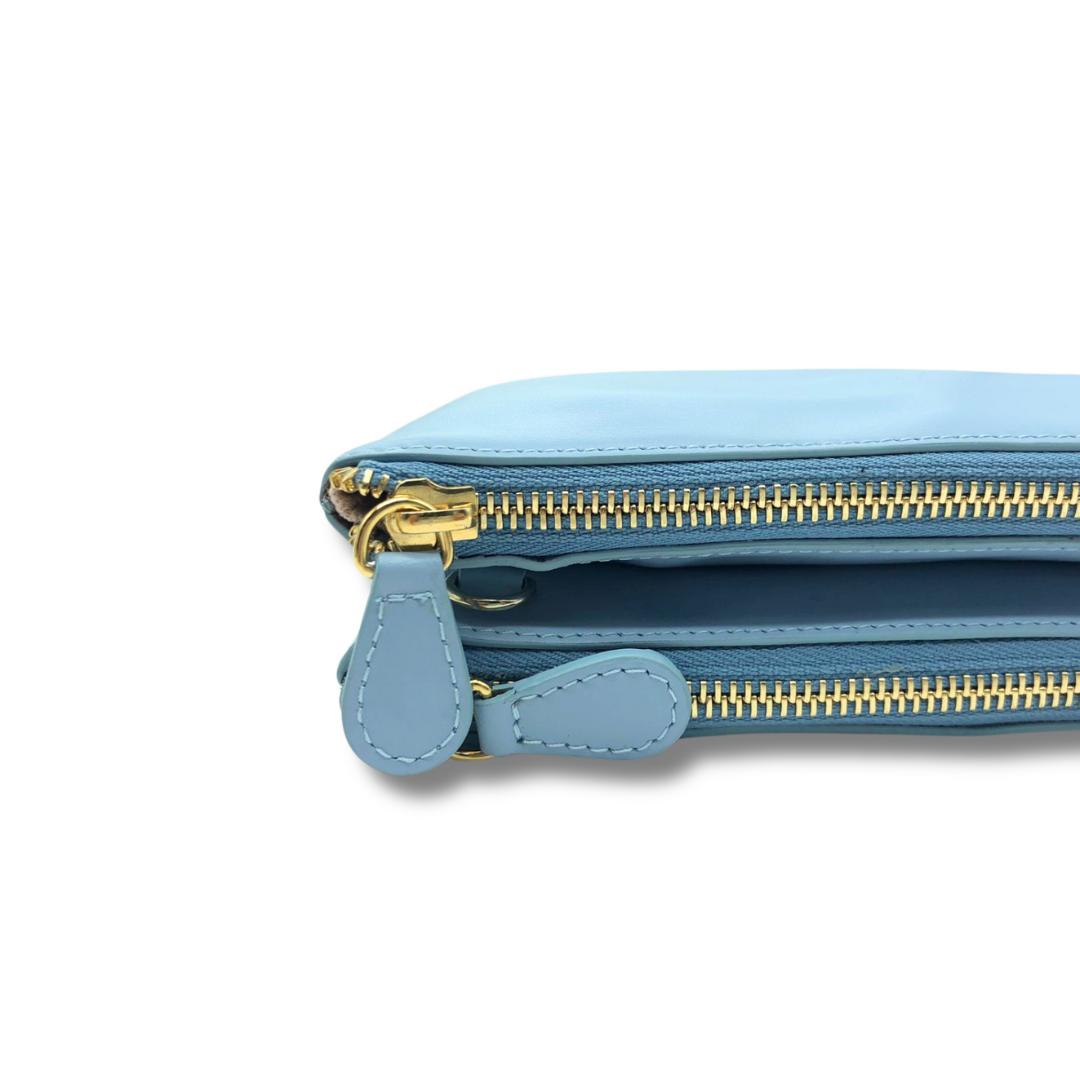 Genuine Leather Shoulder Bag with Double Compartment and Zip Closure