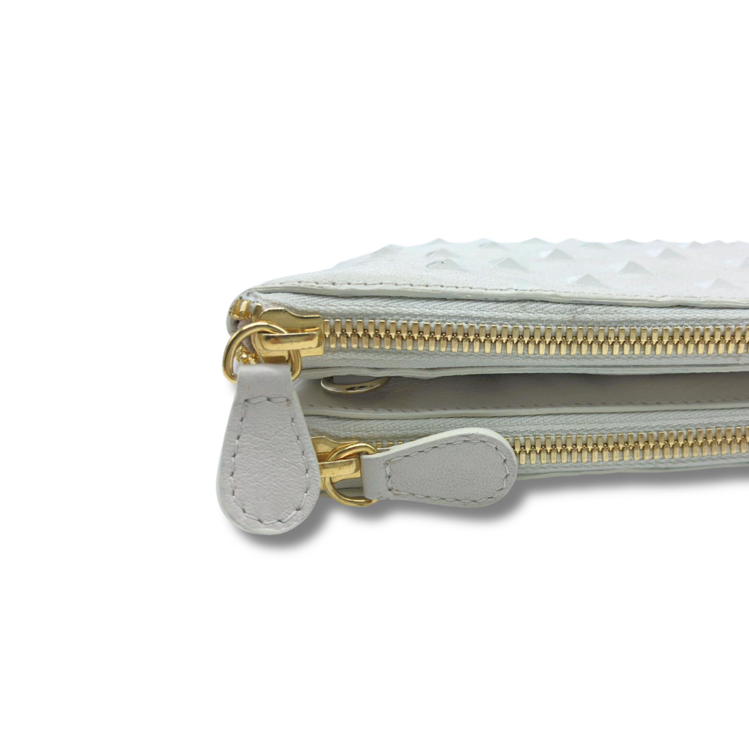 Genuine Leather Shoulder Bag with Double Compartment and Zip Closure