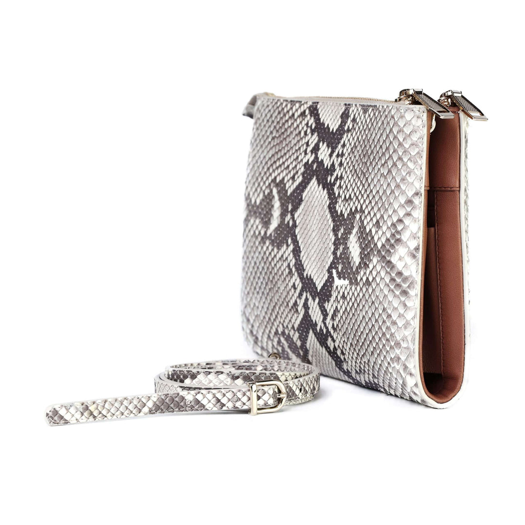 Cross Body Bag in Python Leather with Matte Finish