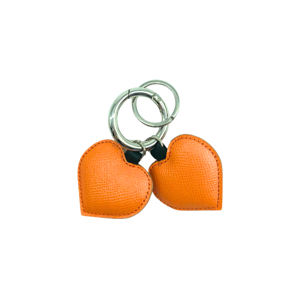 Two Hearts Keychain in Calfskin