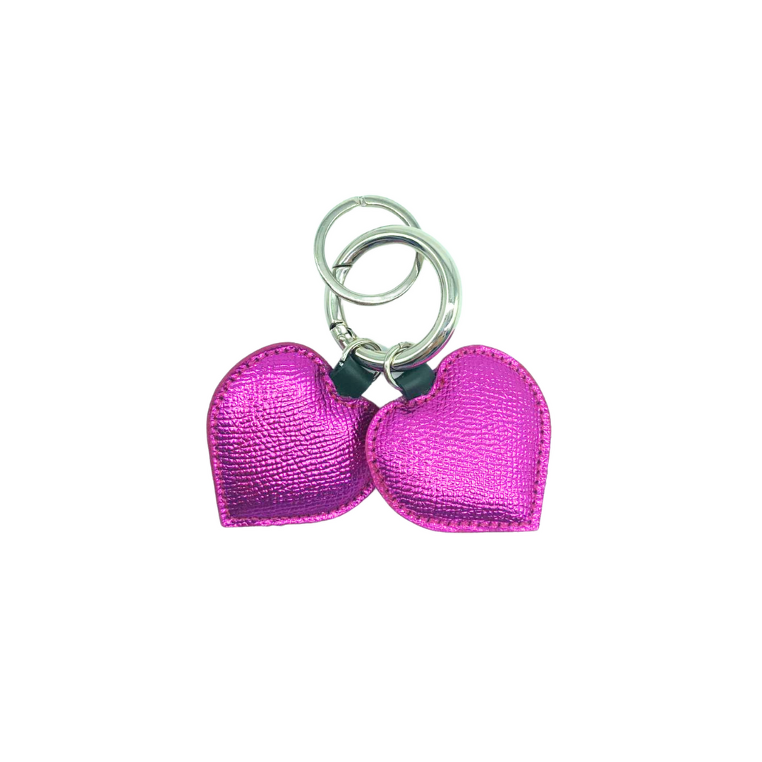 Two Hearts Keychain in Calfskin