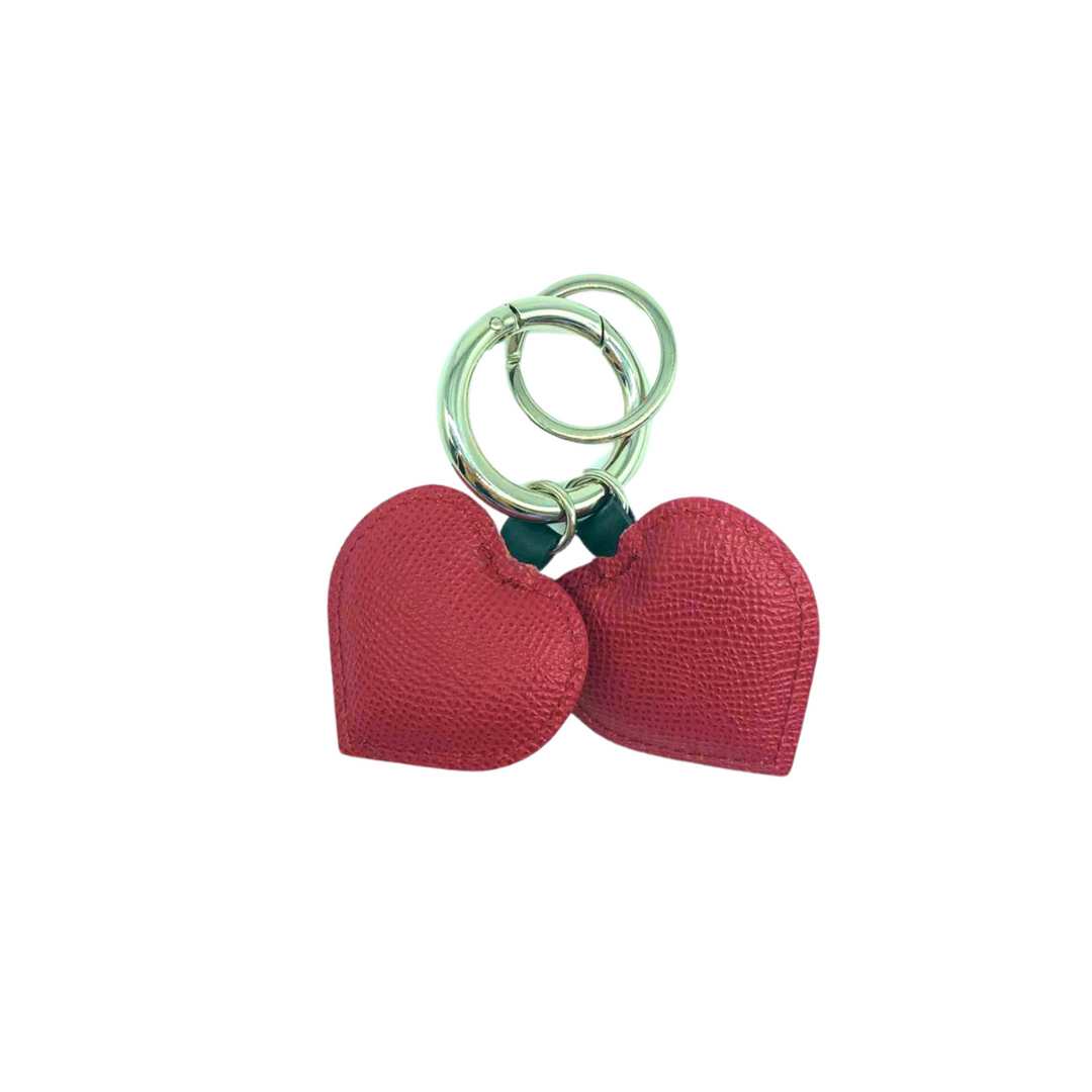 Two Hearts Keychain in Calfskin